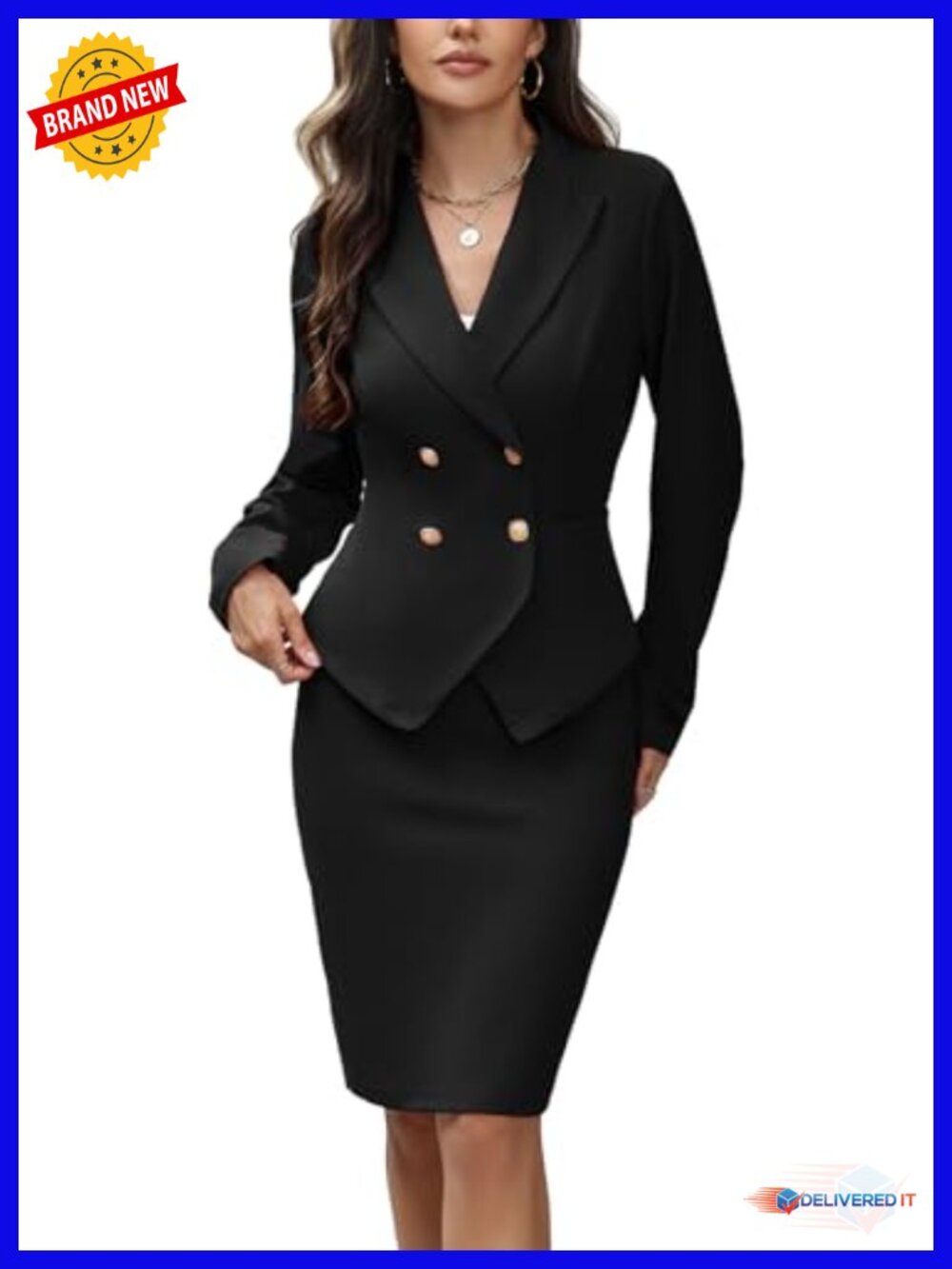 Women's 2 Piece Skirt Suit Set - Business Blazer & Pencil Skirt Suite